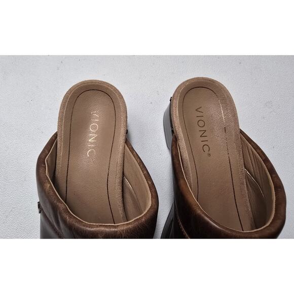 Vionic Kacie Comfort Ergonomic Women's Clog Mules EUR 38 US 7 Brown Leather - Picture 7 of 10